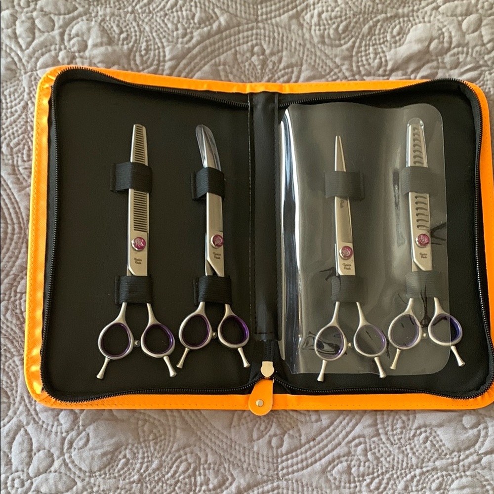 Fenice Peak Hair Cutting Scissors Set with Orange Case